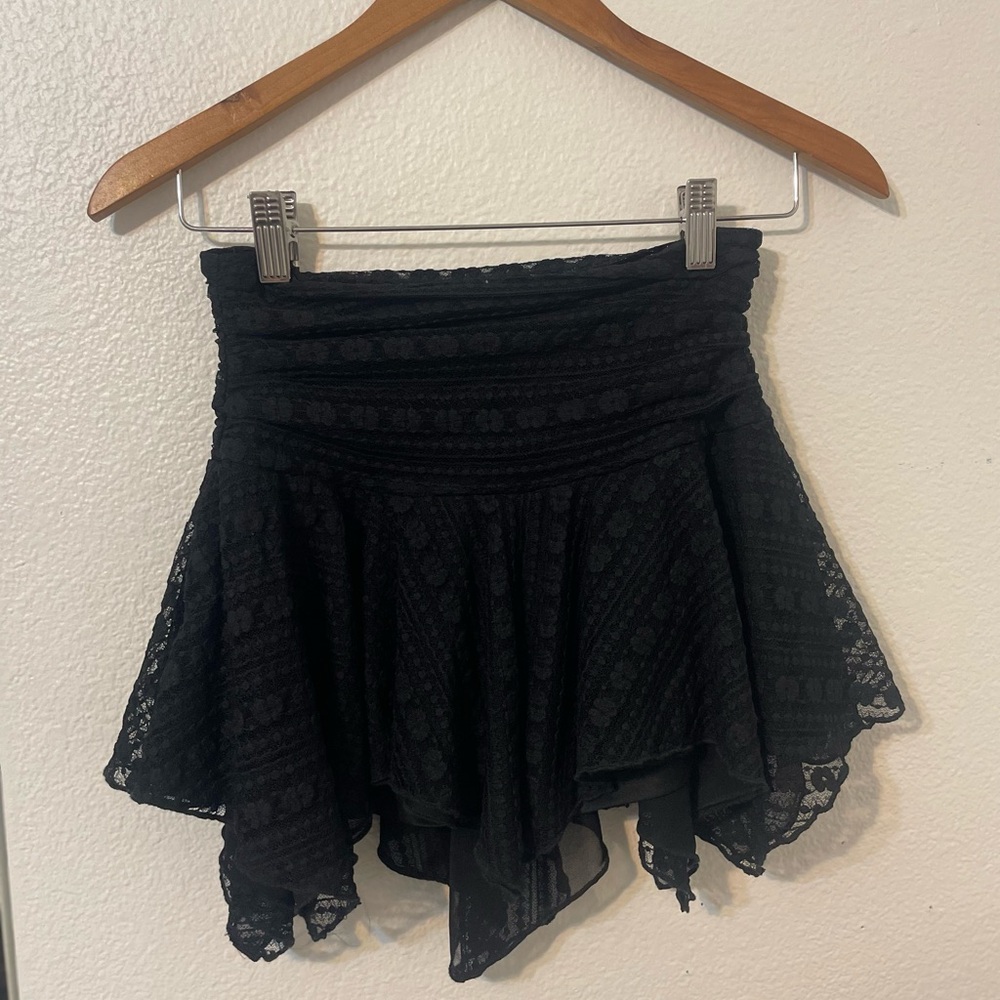 Black mesh lace skirt